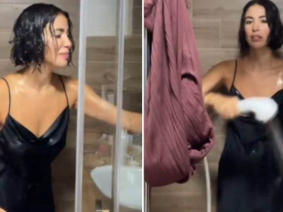 U svilenoj haljini MOKRA DO KOŽE: Poznata blogerka zbog BAJE ušla pod tuš obučena, SVE joj se ocrtalo