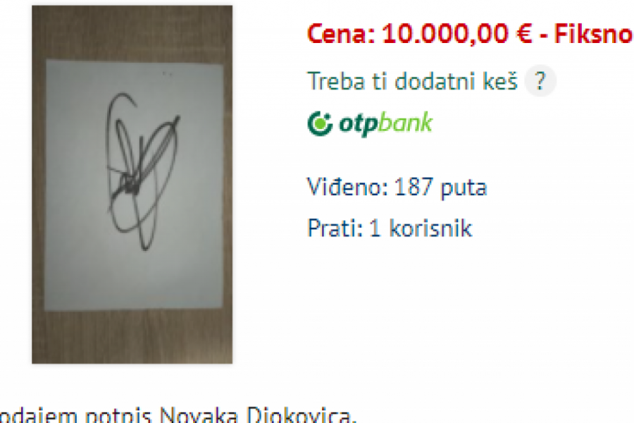 Užičanin PRODAJE autogram Đokovića za neverovatnu sumu: To, ipak nije jedini OGLAS koji nas je od SRCA nasmejao!
