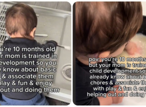 Dečak radi kućne poslove